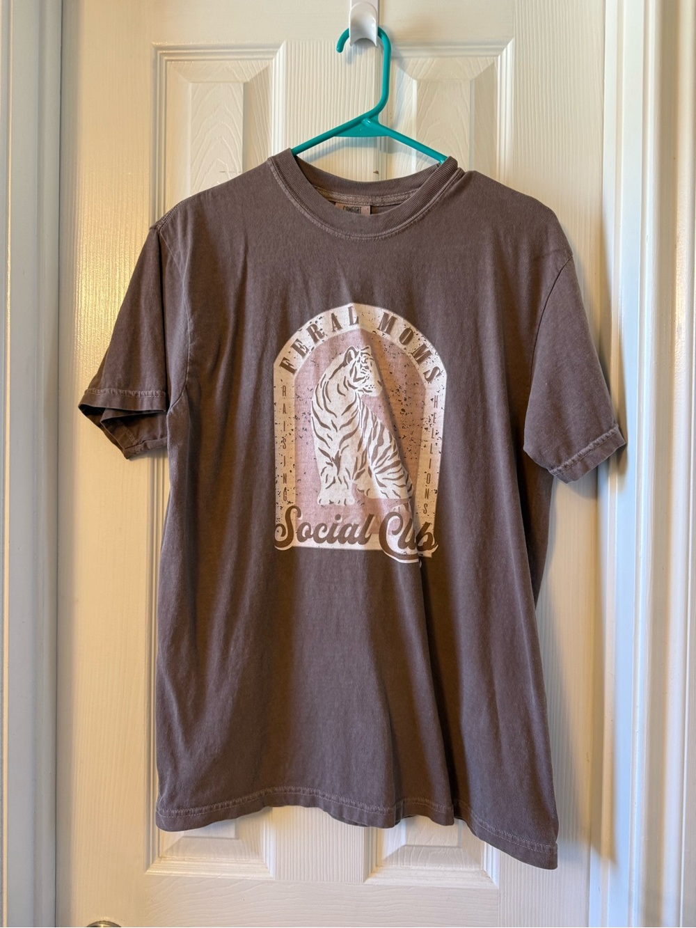 Comfort Colors Brown Graphic Short Sleeve Tee with Tiger Print